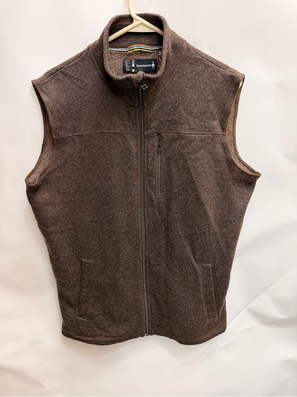 Smartwool Men's Dark Brown Full-Zip Merino Wool Vest men’s size medium